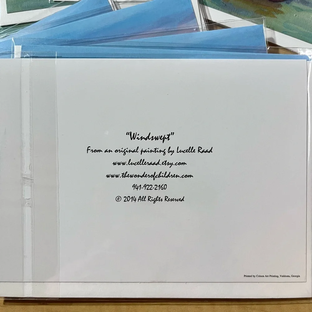 15 assorted artistic blank sealed greeting cards with envelopes, kids on beach